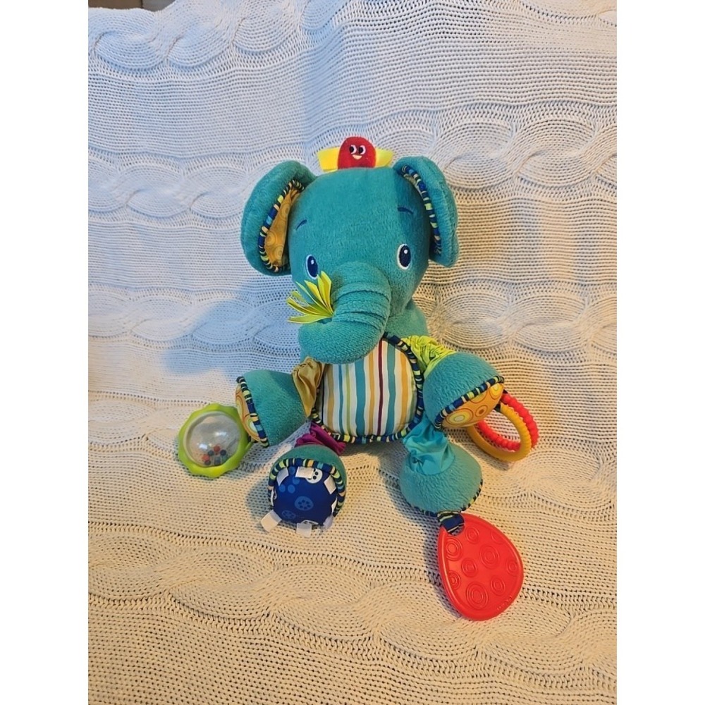Bright Starts Elephant Activity‎ Toy Plush Rattle Crinkle Teether Sensory Baby